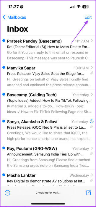 edit-inbox-mail-app-iphone-475x1024-1 كيفية حذف رسائل البريد الإلكتروني بشكل جماعي في Apple Mail
