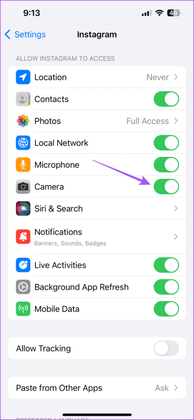 enable-camera-permissions-instagram-iphone-710x1536-1 كيفية استخدام وضع الكاميرا المزدوجة على Instagram