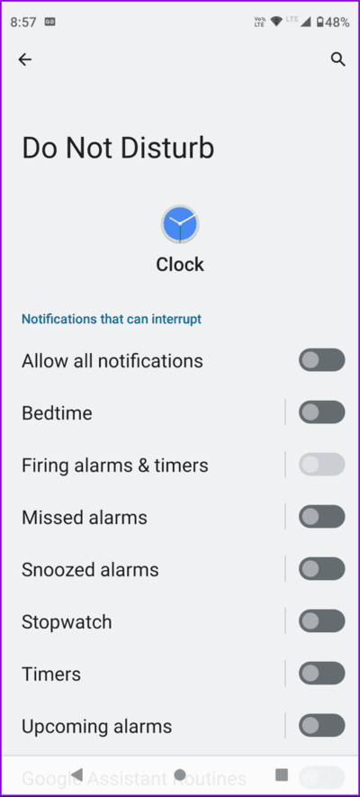 enable-clock-notifications-do-not-disturb-android-694x1536-1 أفضل 7 إصلاحات لعدم عمل تطبيق الساعة على Android