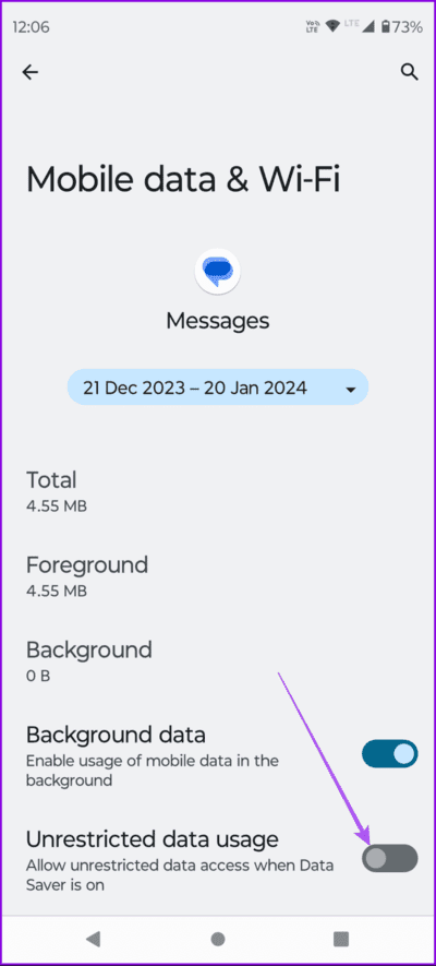 enable-unrestricted-data-usage-messages-android-694x1536-1 أفضل 6 إصلاحات لعدم عمل إيصالات القراءة في تطبيق رسائل Google