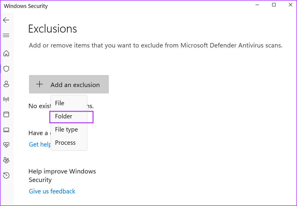 exclude-roblox-folder أفضل 8 إصلاحات لمشكلة "حدث خطأ غير متوقع، يجب إنهاء Roblox" على Windows 11