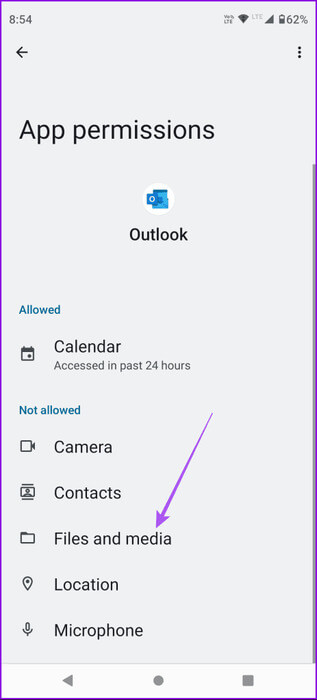 files-and-media-permissions-outlook-android-463x1024-1 أفضل 6 إصلاحات لعدم تنزيل تطبيق Outlook المرفقات على iPhone وAndroid
