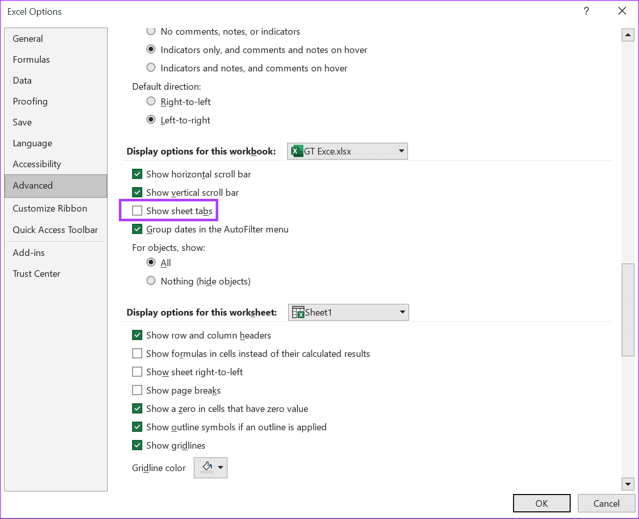 fix-excel-worksheet-tabs-missing-or-not-showing-11 كيفية إصلاح عدم ظهور علامات تبويب ورقة عمل Excel