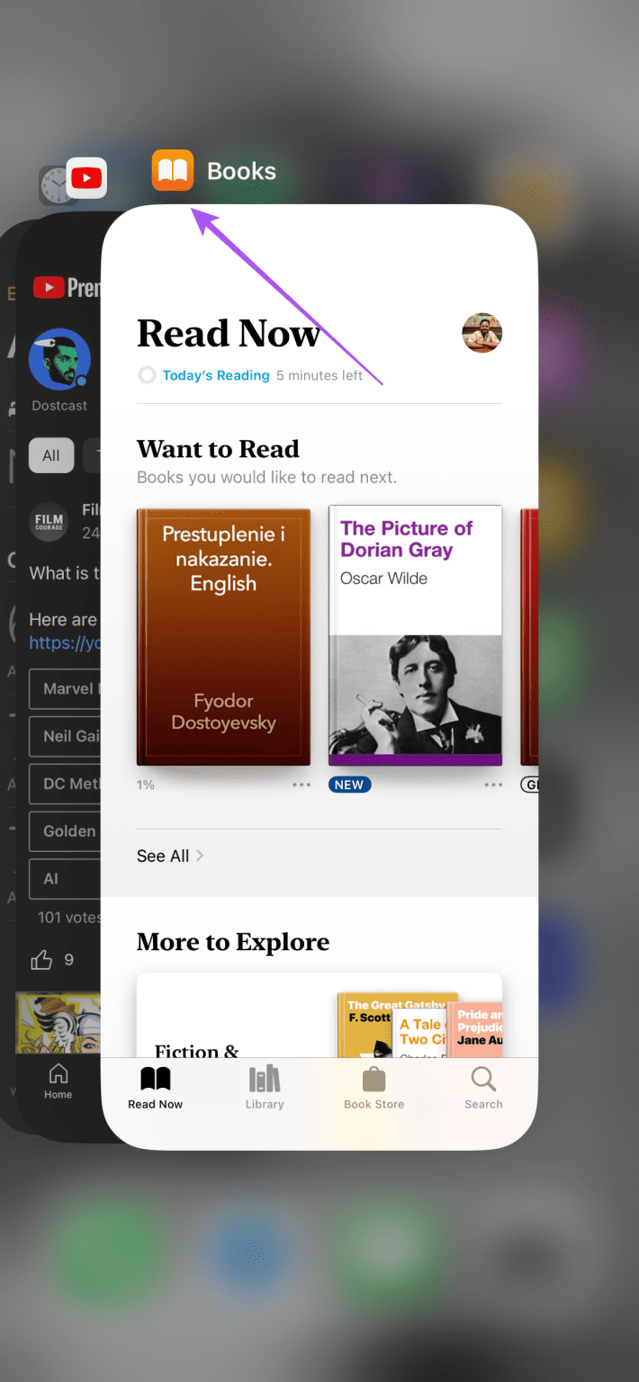 force-quit-books-app-iphone-710x1536-1 أفضل 5 إصلاحات لعدم تنزيل الكتب على تطبيق Apple Books