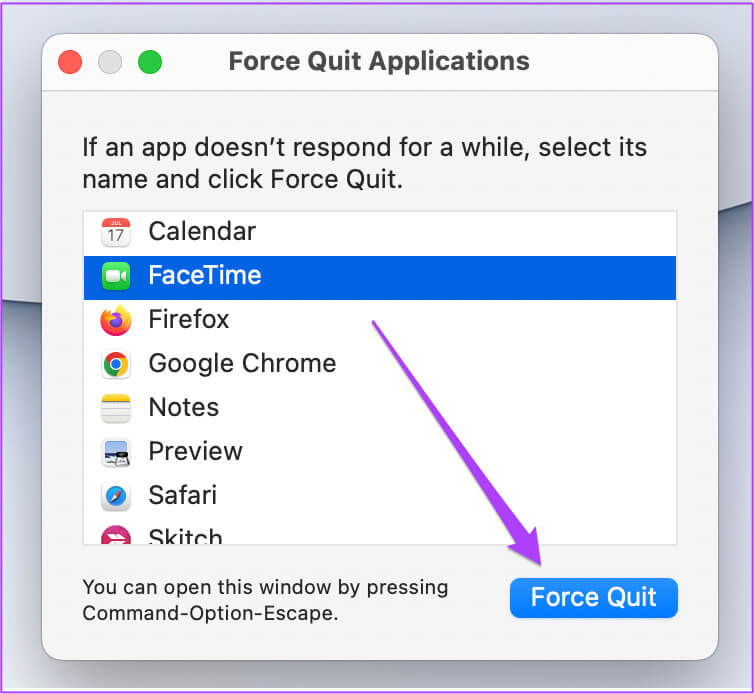 force-quit-facetime-mac أفضل 8 إصلاحات لعدم عمل عزل الصوت في FaceTime