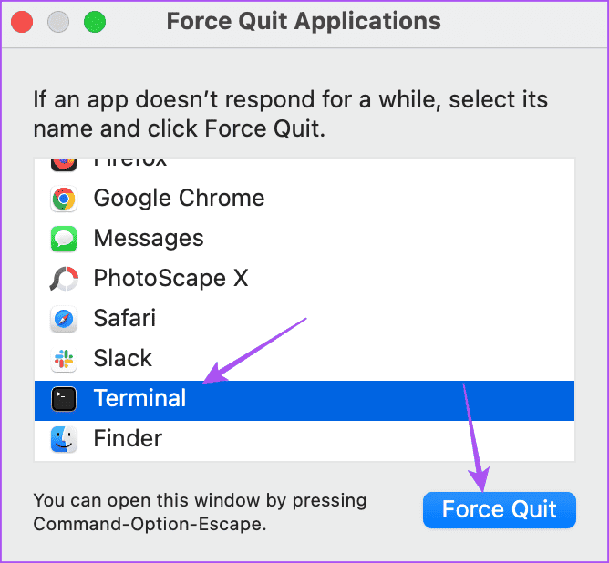 force-quit-terminal-on-mac كيفية إضافة مسافة بين الأيقونات في Dock على Mac