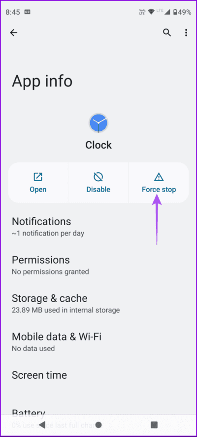 force-stop-clock-app-android-694x1536-1 أفضل 7 إصلاحات لعدم عمل تطبيق الساعة على Android