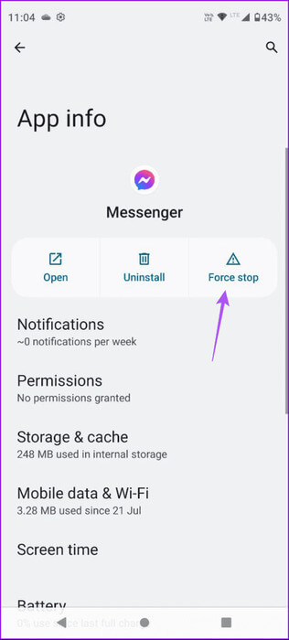 force-stop-messenger-android-3-462x1024-1 أفضل 8 إصلاحات لعمل تطبيق Facebook Messenger على شبكة Wi-Fi فقط