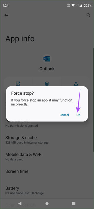 force-stop-outlook-app-on-android-462x1024-1 أفضل 6 إصلاحات لعدم تنزيل تطبيق Outlook المرفقات على iPhone وAndroid