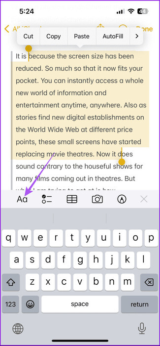 format-icon-notes-app-iphone-475x1024-1 كيفية استخدام علامات الاقتباس المحظورة في تطبيق Notes على iPhone وiPad وMac