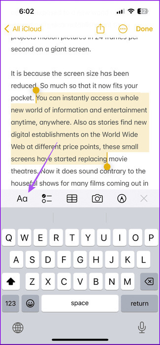 format-notes-app-iphone-1-475x1024-1 كيفية استخدام علامات الاقتباس المحظورة في تطبيق Notes على iPhone وiPad وMac