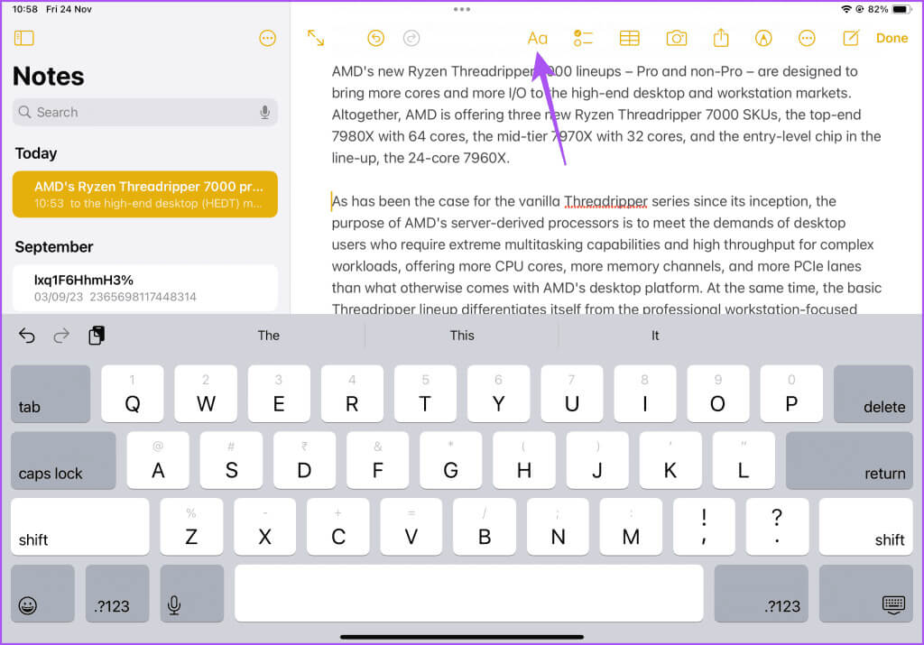 format-notes-ipad-1024x715-1 كيفية استخدام علامات الاقتباس المحظورة في تطبيق Notes على iPhone وiPad وMac