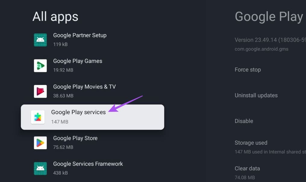 google-play-services-google-tv- أفضل 7 إصلاحات لعدم تنزيل التطبيقات على Chromecast (Google TV)