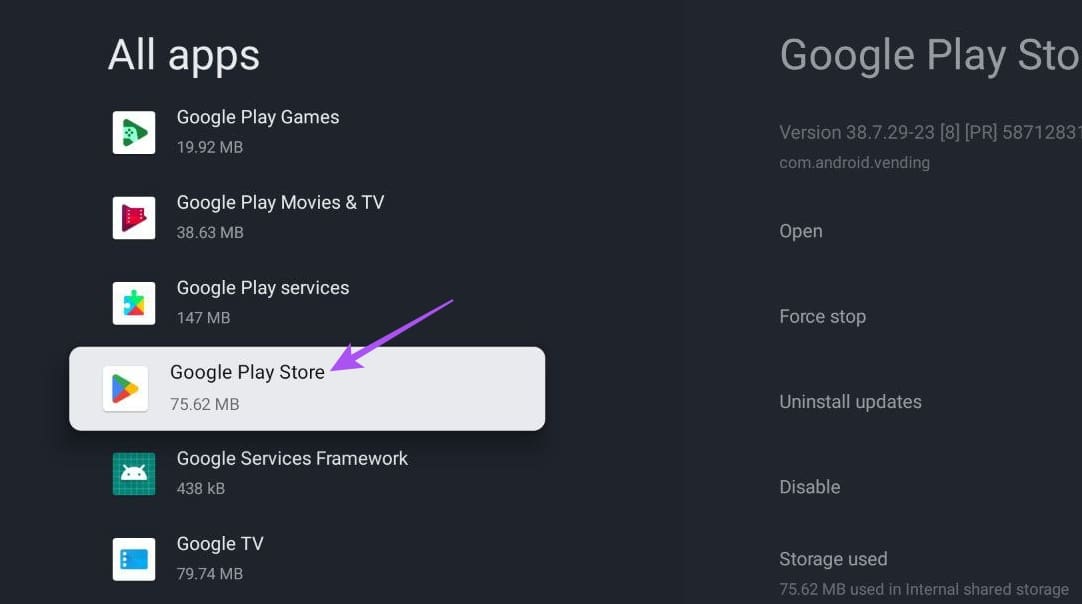 google-play-store-system-apps-google-tv أفضل 7 إصلاحات لعدم تنزيل التطبيقات على Chromecast (Google TV)