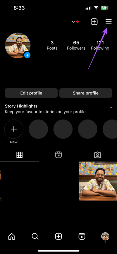 hamburger-menu-instagram-710x1536-1 أفضل 7 إصلاحات للتسميات التوضيحية المغلقة أو عدم عمل الترجمات المصاحبة على Instagram Reels