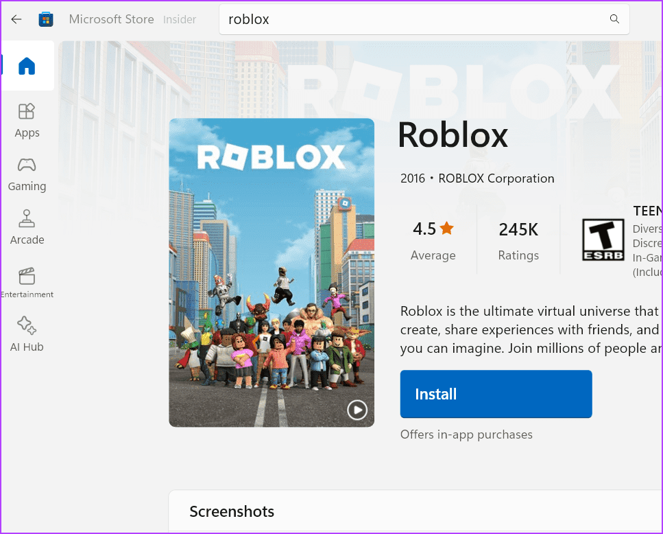 install-roblox-store أفضل 9 طرق لإصلاح "رمز خطأ Roblox 524" في Windows 11