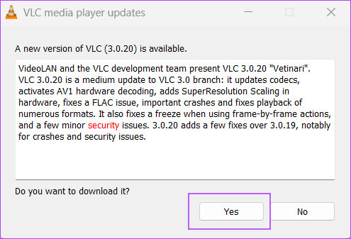 install-vlc-update أفضل 7 إصلاحات لعدم تشغيل VLC لملفات MKV في Windows 11