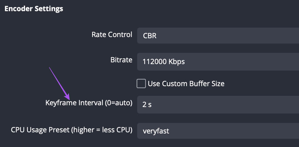 keyframe-interval-output-settings-obs كيفية البث المباشر على Instagram على الهاتف المحمول وسطح المكتب