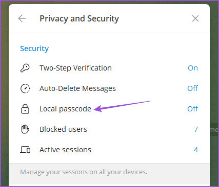 local-passcode-telegram-windows-1 كيفية قفل Telegram باستخدام رمز المرور على الهاتف المحمول وسطح المكتب