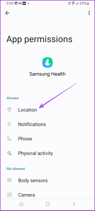 location-permissions-samsung-health-692x1536-1 أفضل 8 إصلاحات لعدم تتبع الخطوات على تطبيق Samsung Health في هواتف Samsung Galaxy