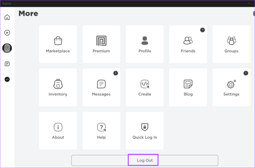 log-out-roblox-1 أفضل 8 طرق لإصلاح رمز خطأ Roblox 901 في Windows 11