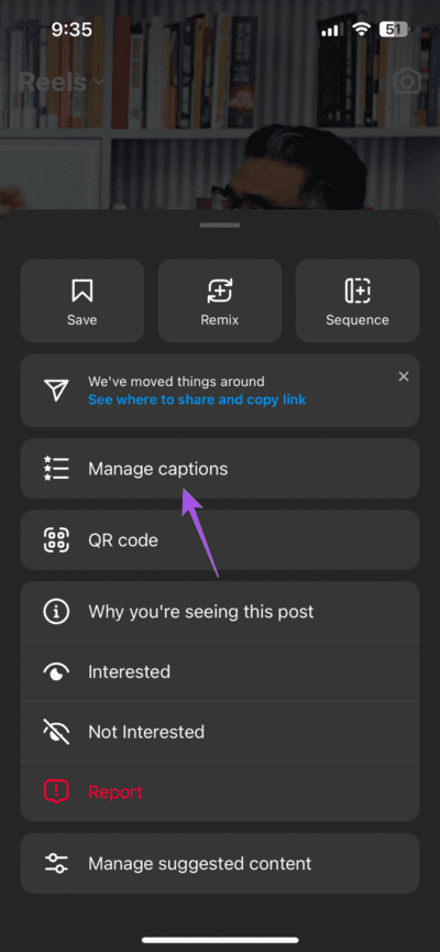 manage-captions-instagram-reel-710x1536-1 أفضل 7 إصلاحات للتسميات التوضيحية المغلقة أو عدم عمل الترجمات المصاحبة على Instagram Reels