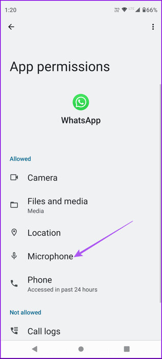 microphone-app-permissions-android-463x1024-1 أفضل 9 إصلاحات لعدم وجود صوت في مكالمات فيديو WhatsApp على iPhone وAndroid