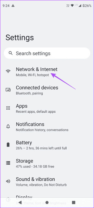 network-and-internet-settings-android-3-463x1024-1 أفضل 6 إصلاحات لعدم تنزيل تطبيق Outlook المرفقات على iPhone وAndroid