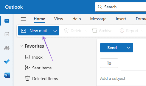 new-email-outlook-new-window كيفية تشفير رسائل البريد الإلكتروني في Microsoft Outlook