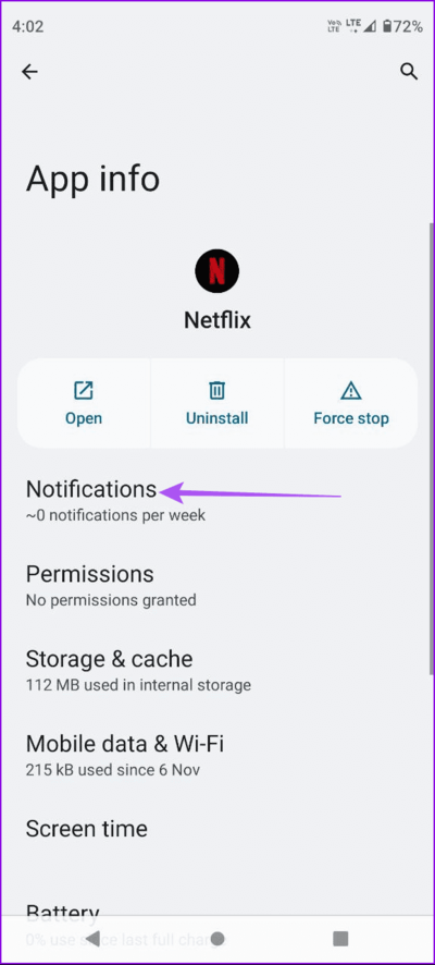notifications-app-info-android أفضل 5 إصلاحات لعدم عمل إشعارات تطبيق Netflix على iPhone وAndroid