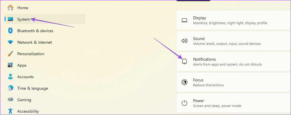 notifications-system-settings-windows-11 أفضل 6 إصلاحات لعدم عمل إشعارات Google Drive على الهاتف المحمول وسطح المكتب