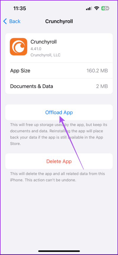 offload-app-crunchyroll-iphone-712x1536-1 أفضل 7 حلول لعدم إمكانية تسجيل الدخول إلى Crunchyroll
