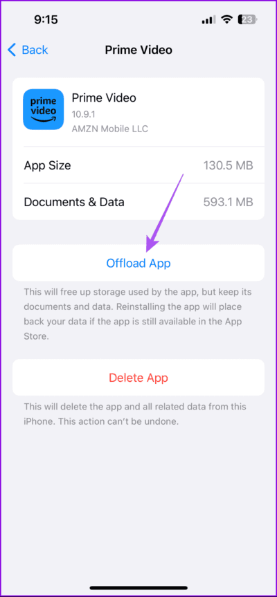 offload-app-prime-video-iphone-712x1536-1 أفضل 7 إصلاحات لعدم تشغيل فيديو بدقة عالية في Amazon Prime على iPhone وAndroid