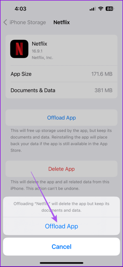 offload-netflix-on-iphone-712x1536-1 أفضل 5 إصلاحات لعدم عمل إشعارات تطبيق Netflix على iPhone وAndroid