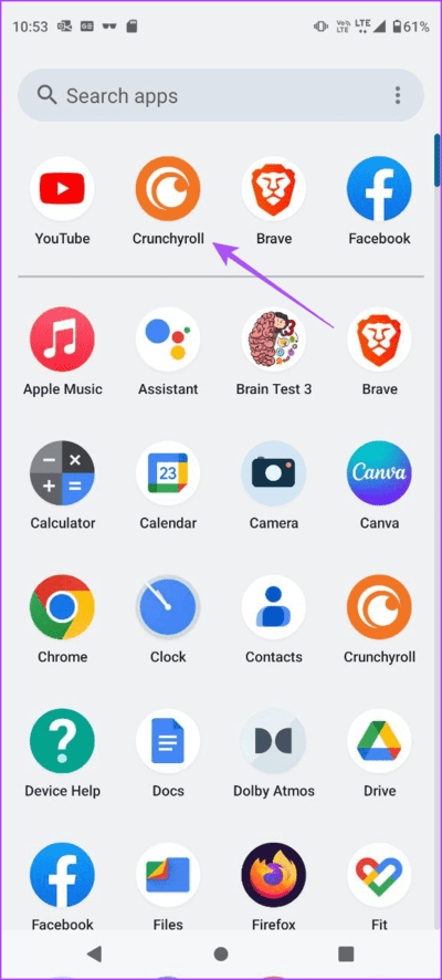 open-crunchyroll-app-android أفضل 7 إصلاحات لعدم عمل الترجمة على Crunchyroll على الهاتف المحمول وسطح المكتب وApple TV