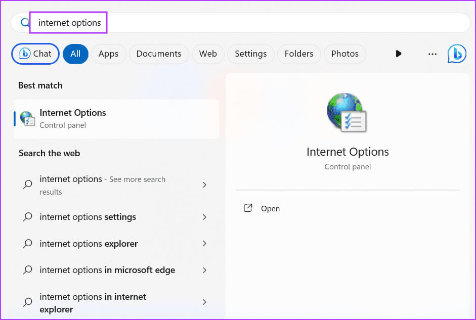 open-internet-options أفضل 9 إصلاحات لخطأ "هناك خطأ ما في الخادم الوكيل" في Chrome