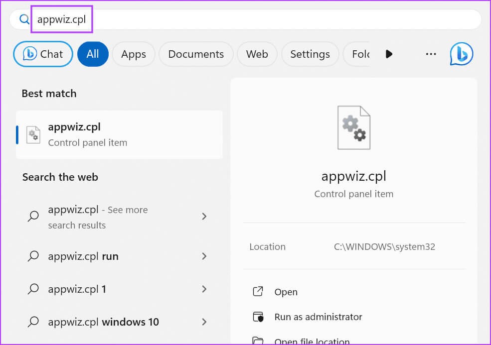open-programs-and-features-1 أفضل 8 إصلاحات لمشكلة "حدث خطأ غير متوقع، يجب إنهاء Roblox" على Windows 11