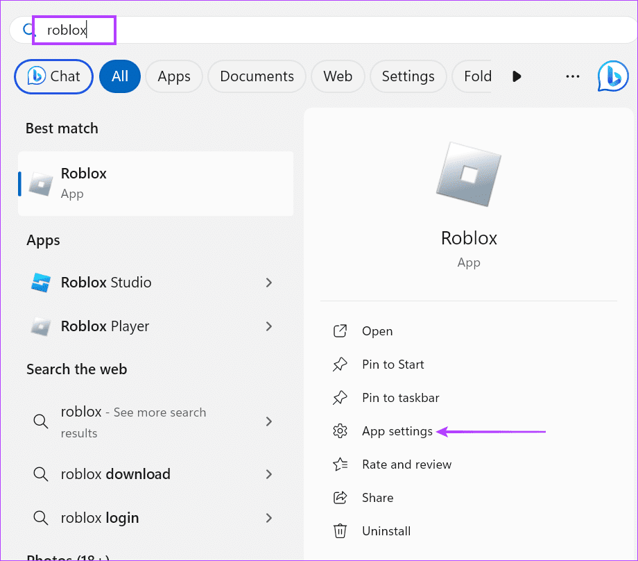 open-roblox-app-settings-2 أفضل 8 طرق لإصلاح رمز خطأ Roblox 901 في Windows 11