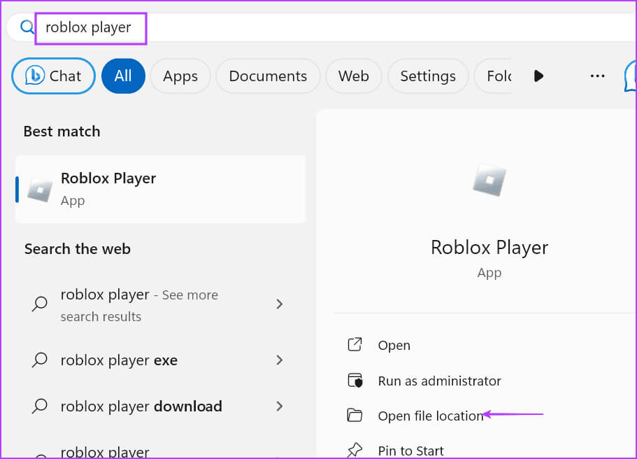 open-roblox-file-location أفضل 8 إصلاحات لمشكلة "حدث خطأ غير متوقع، يجب إنهاء Roblox" على Windows 11