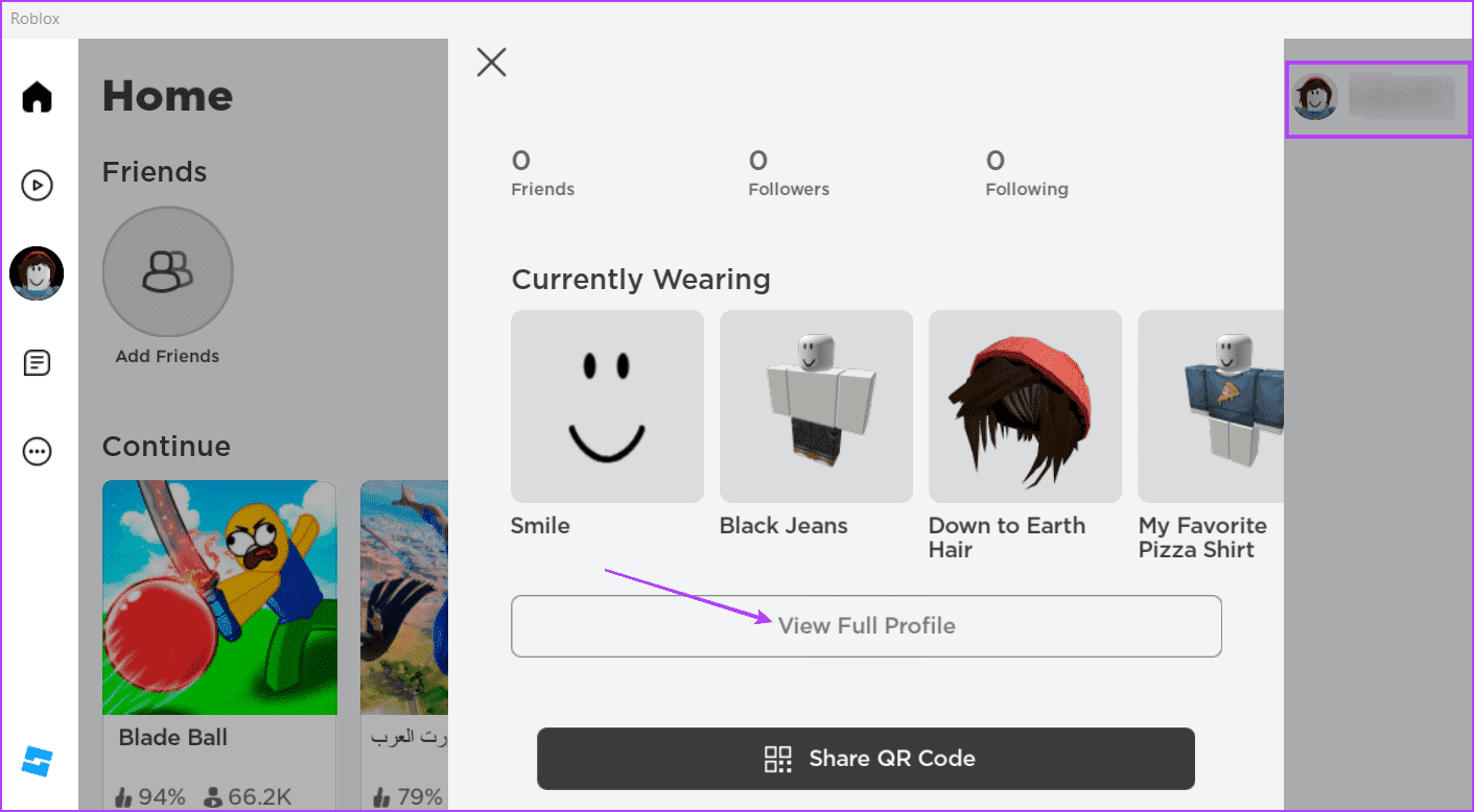 open-roblox-profile-1 أفضل 9 طرق لإصلاح "رمز خطأ Roblox 524" في Windows 11