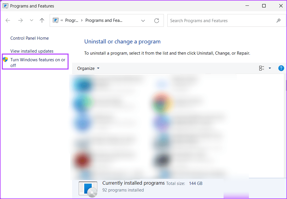 open-windows-features-1 أفضل 8 إصلاحات لخطأ شاشة الموت الزرقاء "APC Index Mismatch" في Windows 10 أو 11