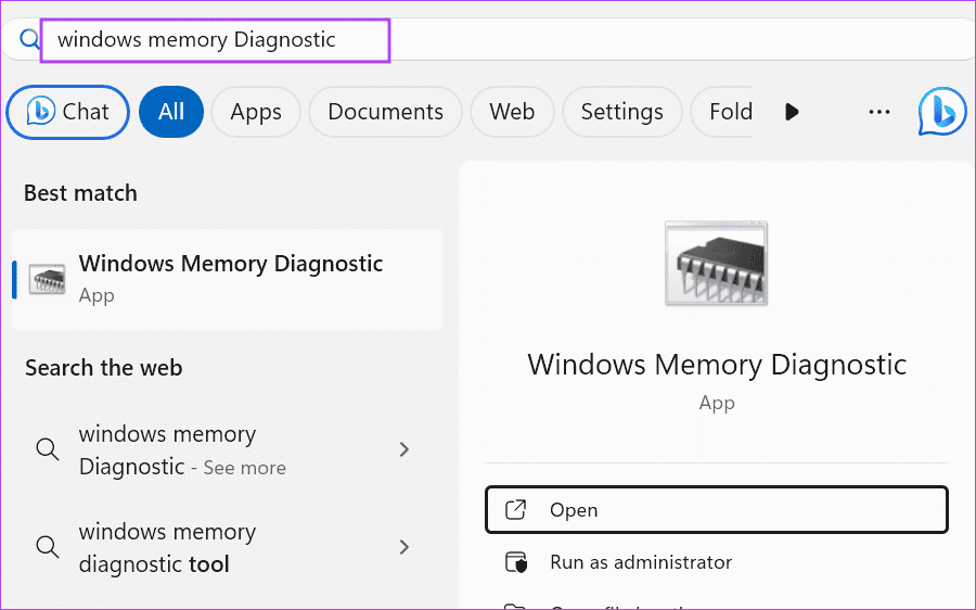 open-windows-mem-diagnostic-tool أفضل 9 إصلاحات لخطأ شاشة الموت الزرقاء "WHEA_UNCORRECTABLE_ERROR" في Windows 10 و11