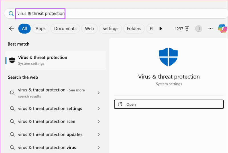 open-windwos-security أفضل 7 طرق لإصلاح عدم عمل CCleaner في Windows 11