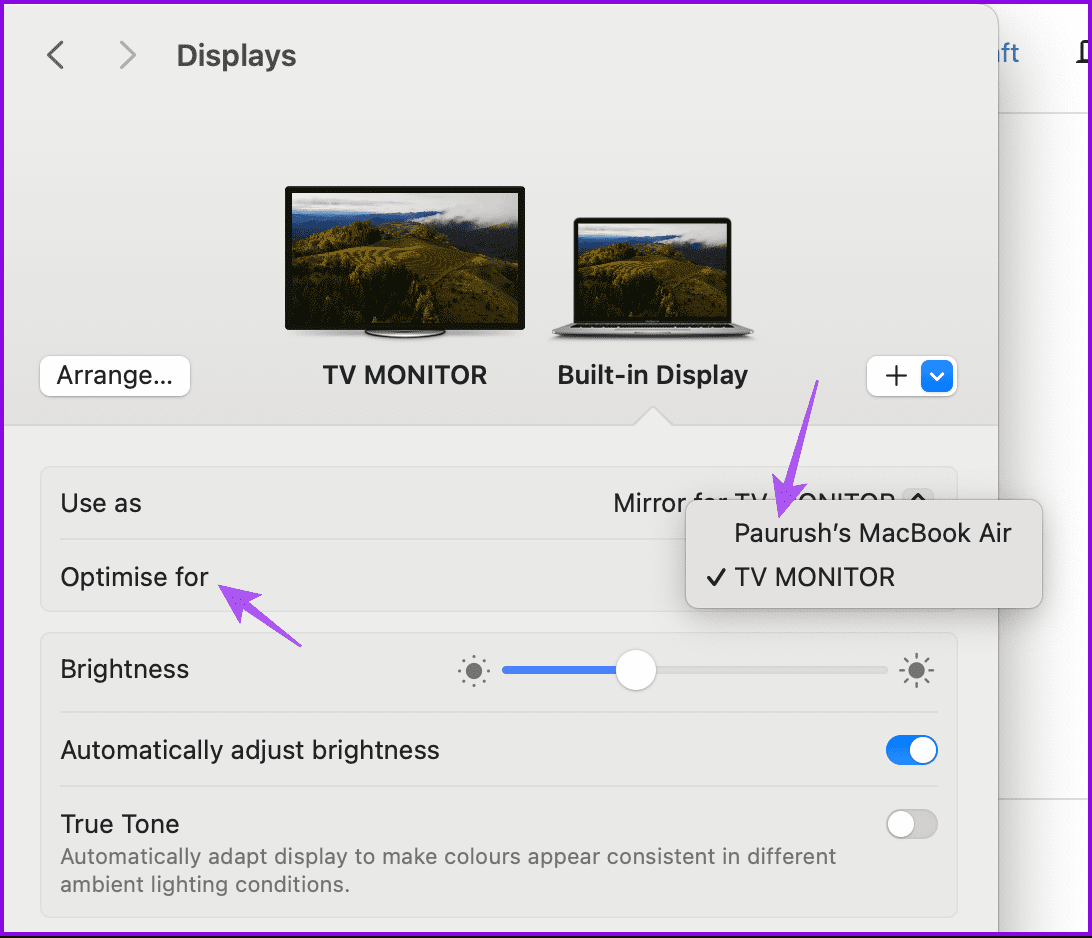 optimize-display-for-mac-on-tv كيفية توصيل جهاز MacBook بالتلفزيون – سلكيًا ولاسلكيًا