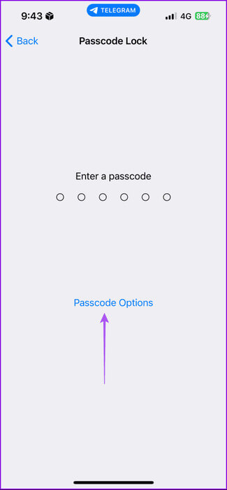 passcode-options-telegram-iphone-475x1024-1 كيفية قفل Telegram باستخدام رمز المرور على الهاتف المحمول وسطح المكتب