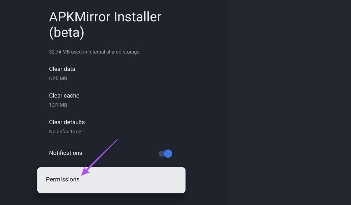 permissions-apkmirror-settings-google-tv أفضل 7 إصلاحات لعدم تنزيل التطبيقات على Chromecast (Google TV)