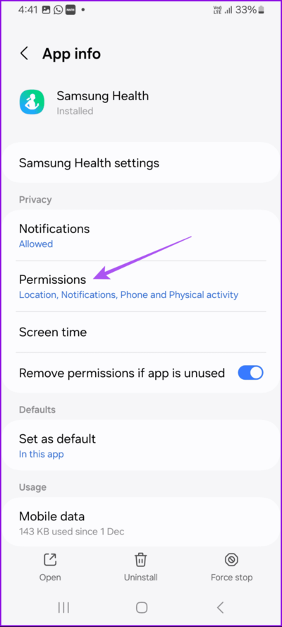 permissions-app-info-samsung-health-app-692x1536-1 أفضل 8 إصلاحات لعدم تتبع الخطوات على تطبيق Samsung Health في هواتف Samsung Galaxy