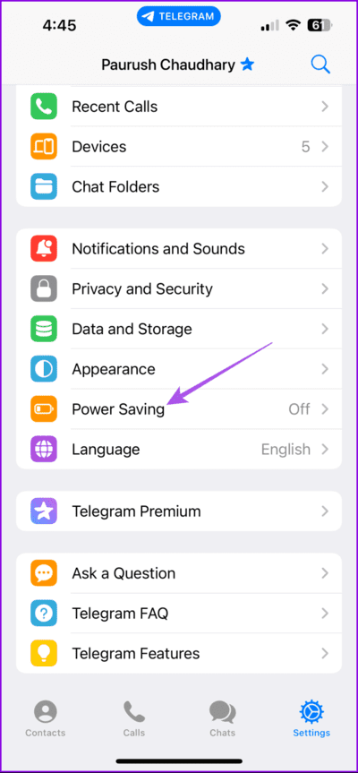 power-saving-telegram-712x1536-1 أفضل 8 إصلاحات لعدم عمل ملفات GIF في Telegram على الهاتف المحمول وسطح المكتب