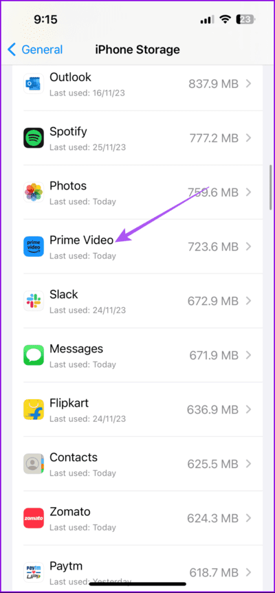 prime-video-iphone-storage-712x1536-1 أفضل 7 إصلاحات لعدم تشغيل فيديو بدقة عالية في Amazon Prime على iPhone وAndroid