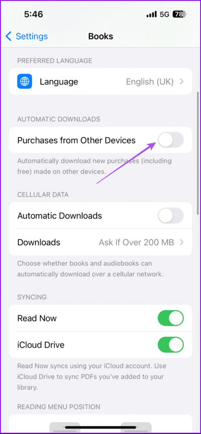 purchases-from-other-devices-books-iphone-712x1536-1 أفضل 5 إصلاحات لعدم تنزيل الكتب على تطبيق Apple Books